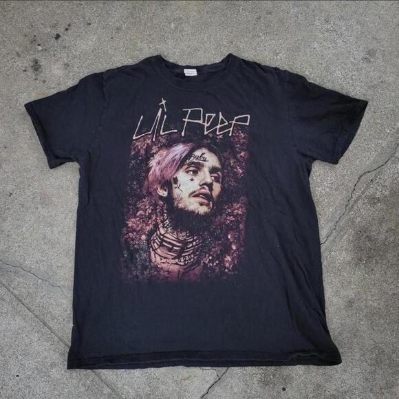 Vtg Y2k LIL PEEP Portrait Graphic Print Iconic SoundCloud Rapper Rap T Shirt L - Picture 1 of 4